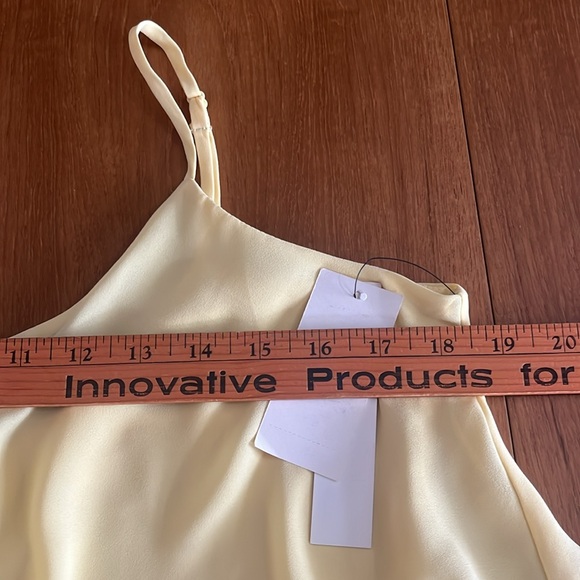 Design Lab Crepe Spaghetti Strap Cami, Ruffle Front & V-Back, Pale yellow, Sz S - Picture 11 of 13